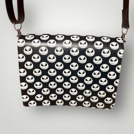Jack Skellington Style Gothic PU Crossbody Bag with Adjustable Strap