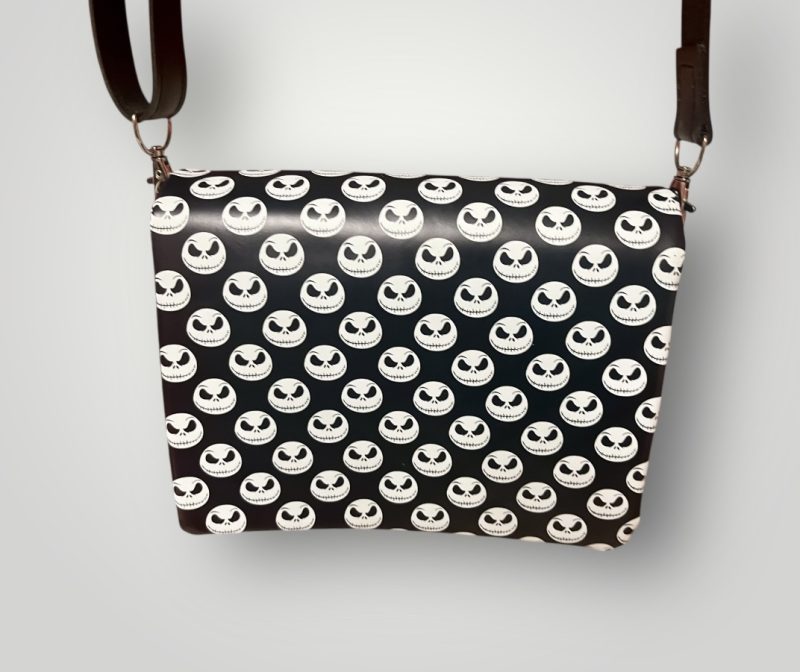 Jack Skellington Style Gothic PU Crossbody Bag with Adjustable Strap