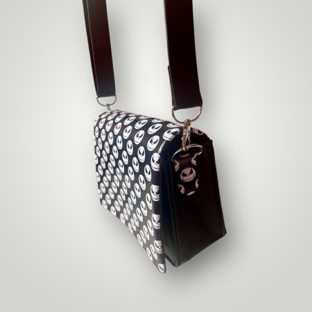 Jack Skellington Style Gothic PU Crossbody Bag with Adjustable Strap