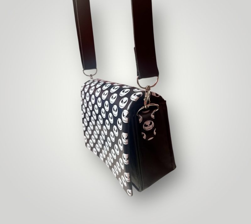 Jack Skellington Style Gothic PU Crossbody Bag with Adjustable Strap