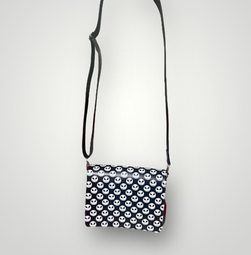 Jack Skellington Style Gothic PU Crossbody Bag with Adjustable Strap