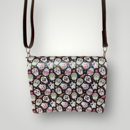 Sugar Skull Style PU Crossbody Bag with Adjustable Strap