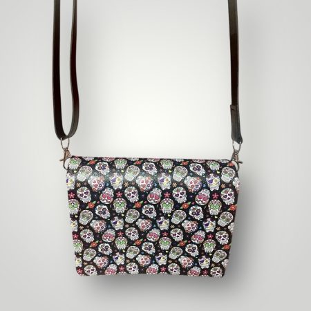 Sugar Skull Style PU Crossbody Bag with Adjustable Strap