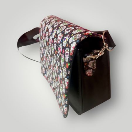 Sugar Skull Style PU Crossbody Bag with Adjustable Strap