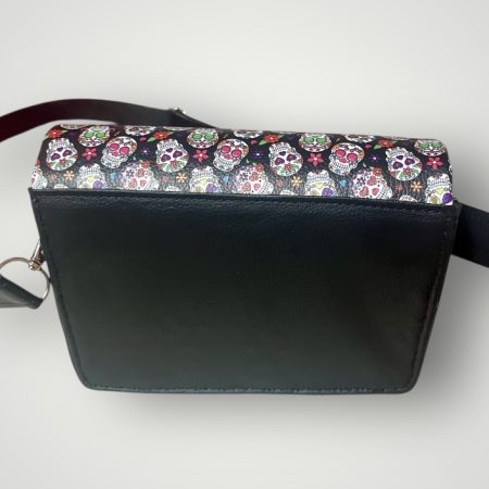 Sugar Skull Style PU Crossbody Bag with Adjustable Strap
