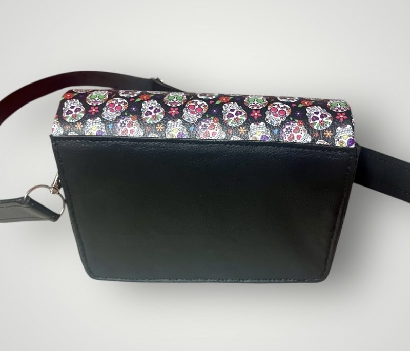 Sugar Skull Style PU Crossbody Bag with Adjustable Strap