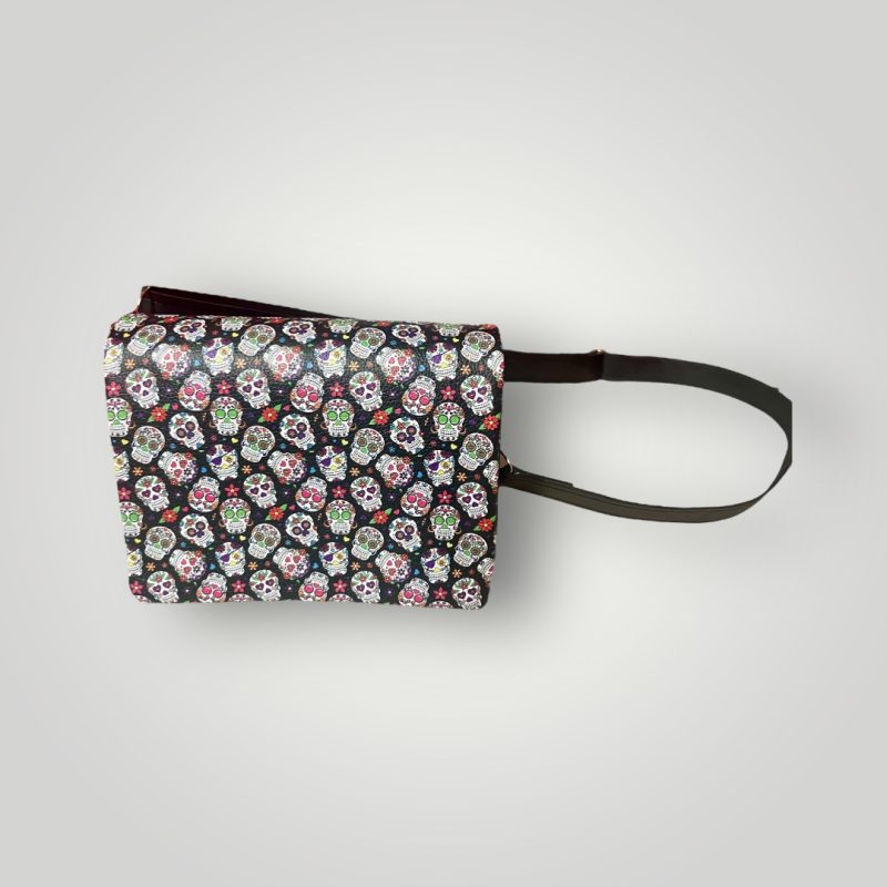Sugar Skull Style PU Crossbody Bag with Adjustable Strap