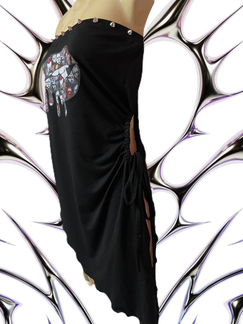 Handmade Gothic Horror Bandeau Top with Spike Studs, Size L UK 12-14