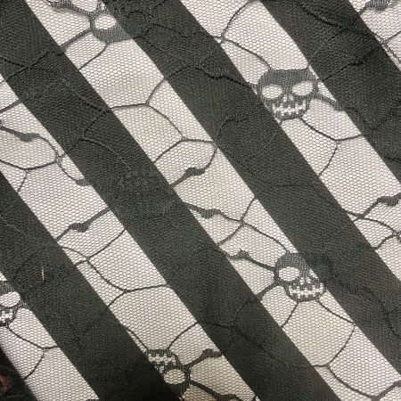 Black and White Gothic Dress with Skull Lace, UK 14/16, Asymmetric Hem