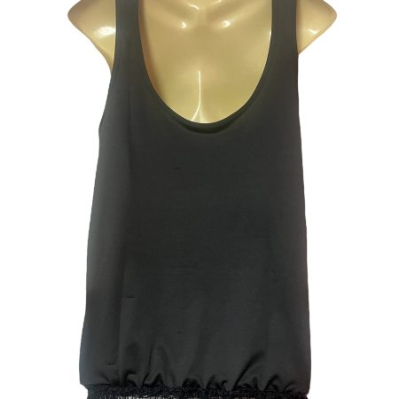 Handmade Gothic Creepy Doll Tank Top with Lace and Skull Bow, XL UK 16