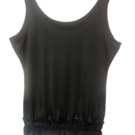 Handmade Gothic Creepy Doll Tank Top with Lace and Skull Bow, XL UK 16