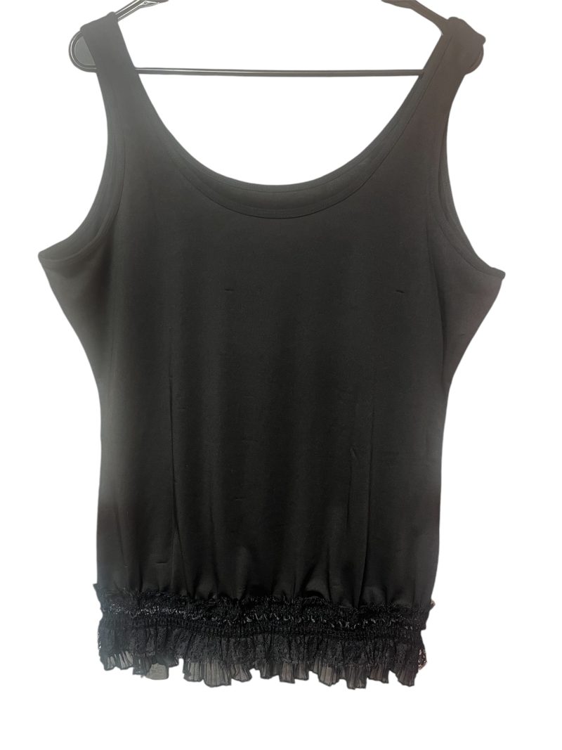 Handmade Gothic Creepy Doll Tank Top with Lace and Skull Bow, XL UK 16