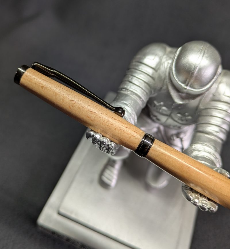 Hand turned wooden slimline ballpoint pen from beech