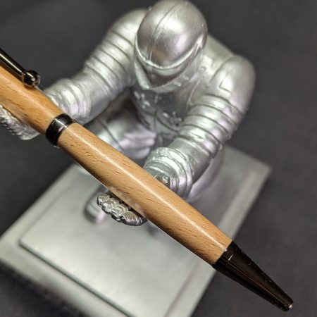 Hand turned wooden slimline ballpoint pen from beech