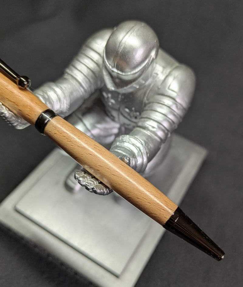 Hand turned wooden slimline ballpoint pen from beech