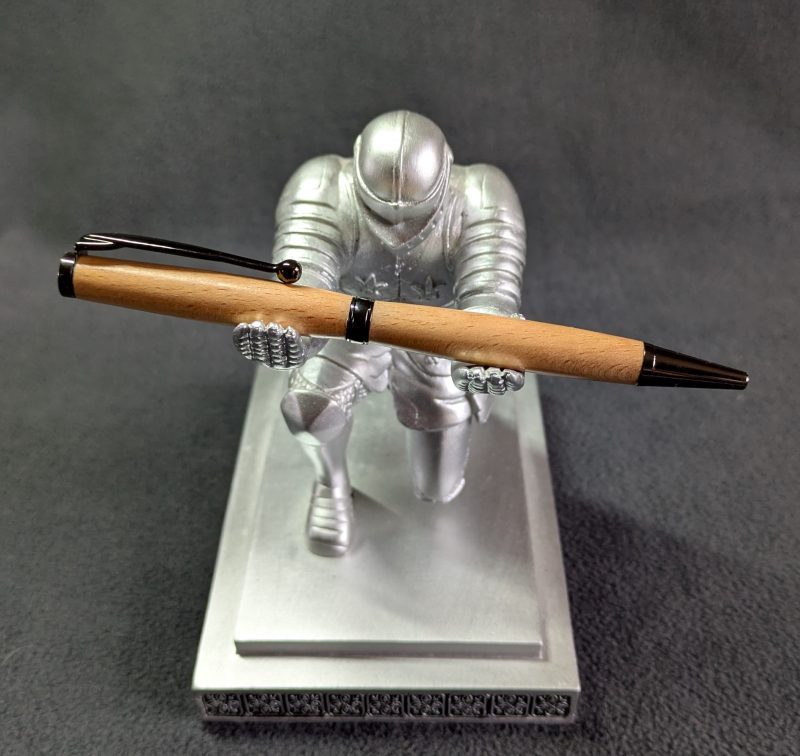 Hand turned wooden slimline ballpoint pen from beech