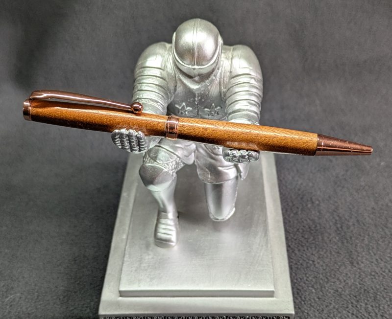 Handcrafted wooden slimline ballpoint pen from sapele