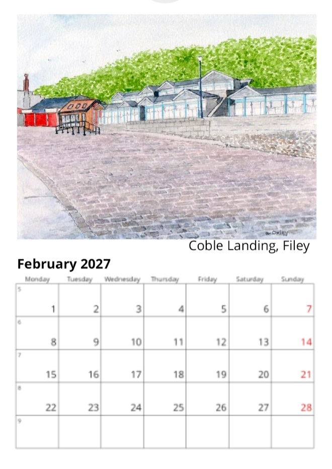 Filey 2027 Calendar, Filey Landscapes, 12 different images, comes with white envelope
