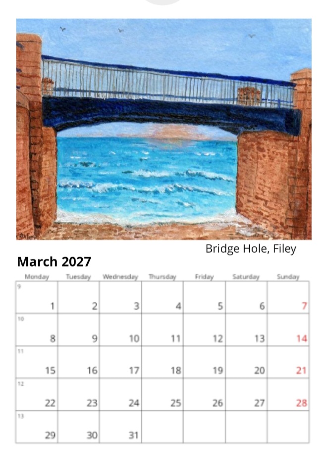 Filey 2027 Calendar, Filey Landscapes, 12 different images, comes with white envelope