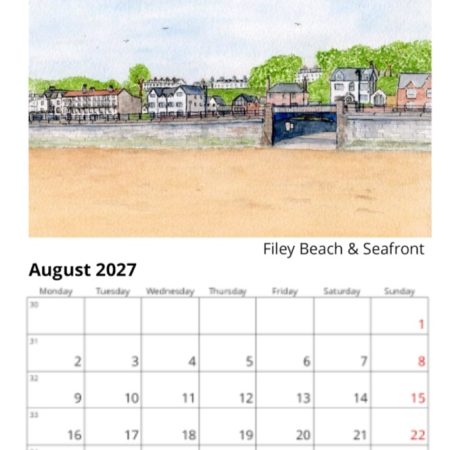 Filey 2027 Calendar, Filey Landscapes, 12 different images, comes with white envelope