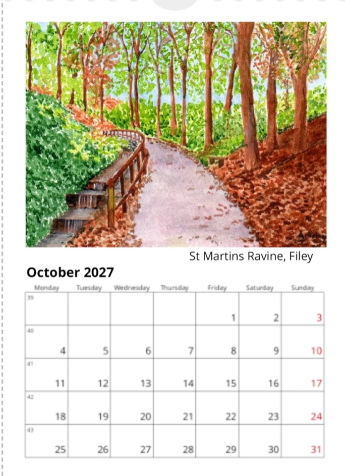 Filey 2027 Calendar, Filey Landscapes, 12 different images, comes with white envelope