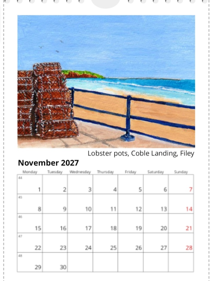 Filey 2027 Calendar, Filey Landscapes, 12 different images, comes with white envelope