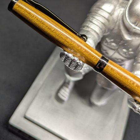 Hand turned wooden slimline ballpoint pen from laburnum