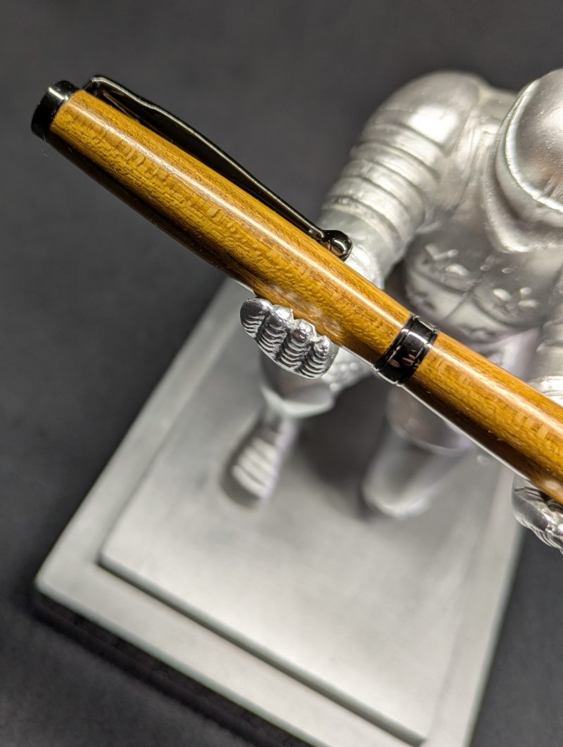 Hand turned wooden slimline ballpoint pen from laburnum