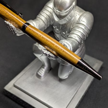 Hand turned wooden slimline ballpoint pen from laburnum