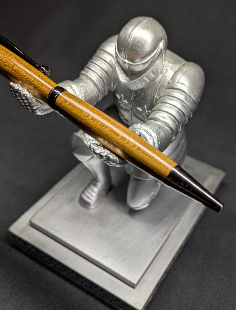 Hand turned wooden slimline ballpoint pen from laburnum