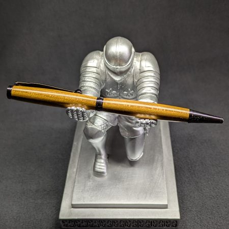 Hand turned wooden slimline ballpoint pen from laburnum