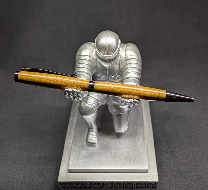 Hand turned wooden slimline ballpoint pen from laburnum