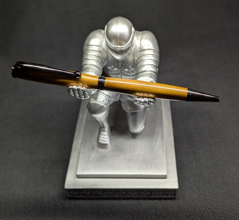 Hand turned wooden slimline ballpoint pen from laburnum