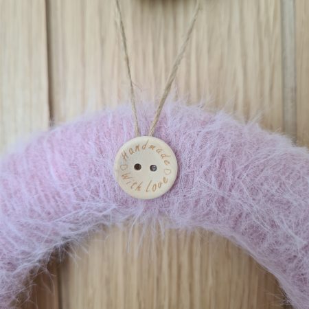 Yarn wrapped wreath & matching vase