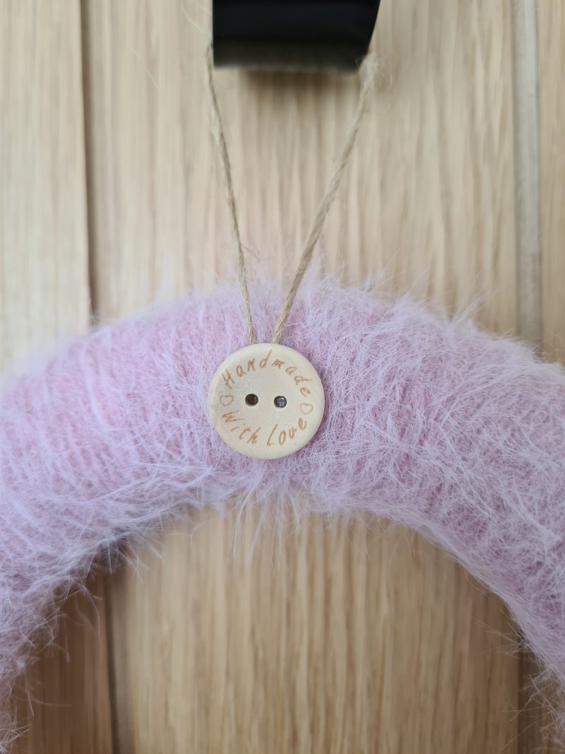 Yarn wrapped wreath & matching vase