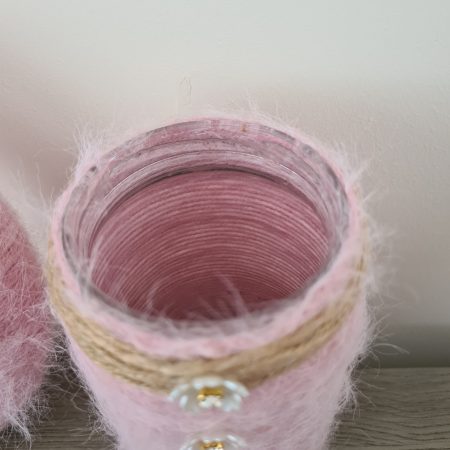 Yarn wrapped wreath & matching vase