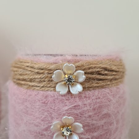 Yarn wrapped wreath & matching vase