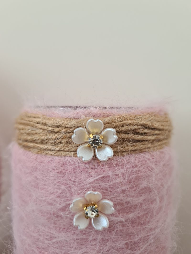 Yarn wrapped wreath & matching vase