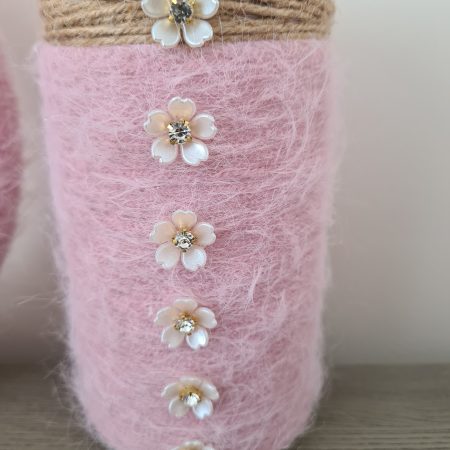 Yarn wrapped wreath & matching vase