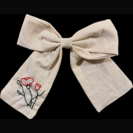 Hand Embroidered Hair Bow