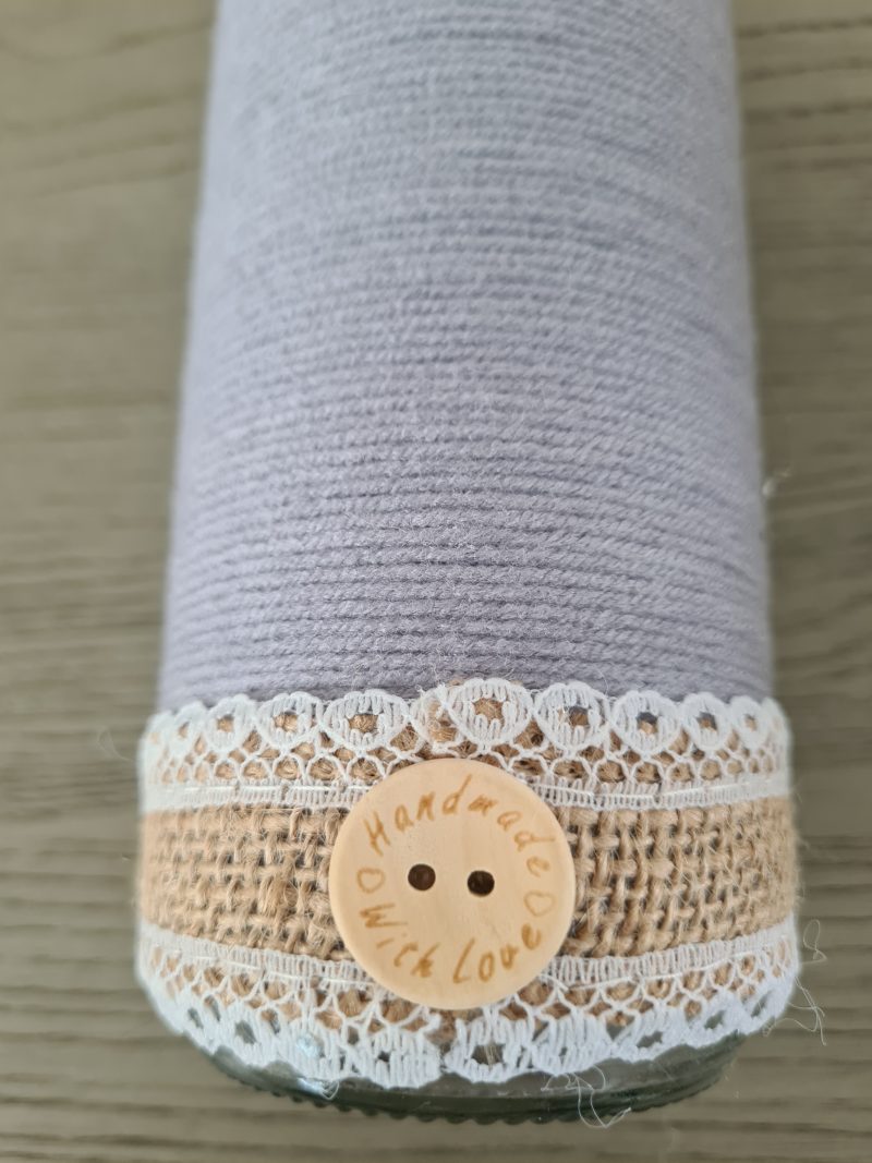 Yarn & jute wrapped vase