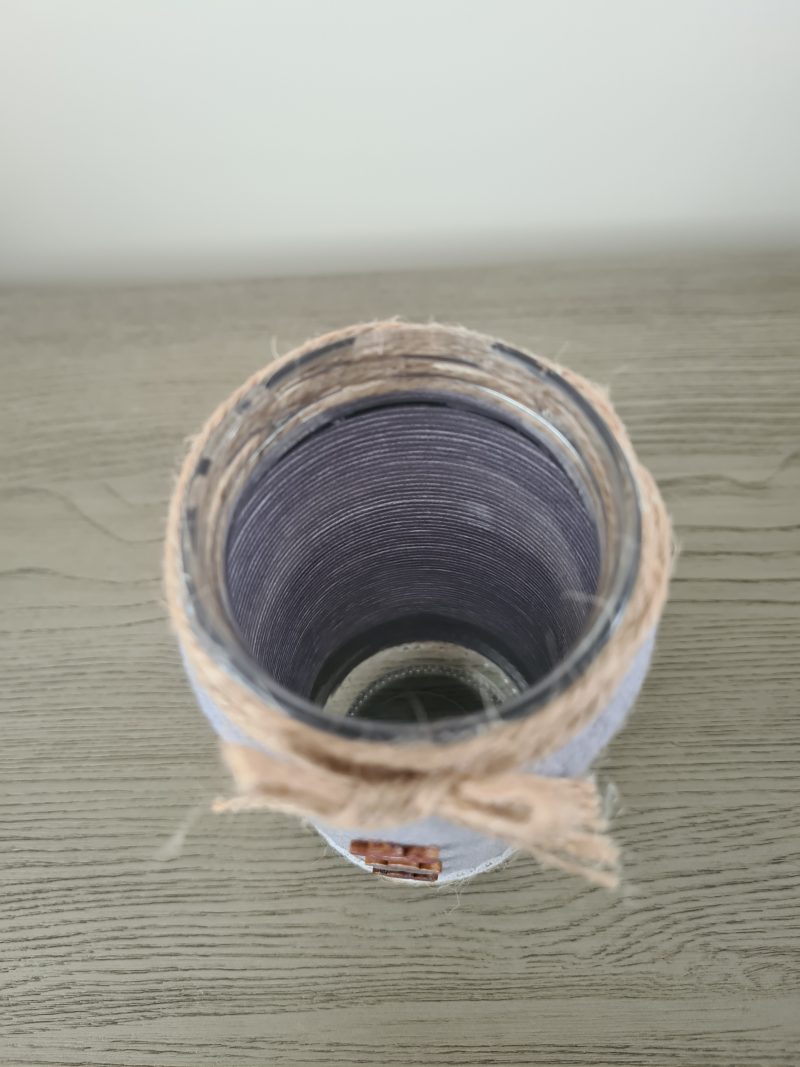 Yarn & jute wrapped vase