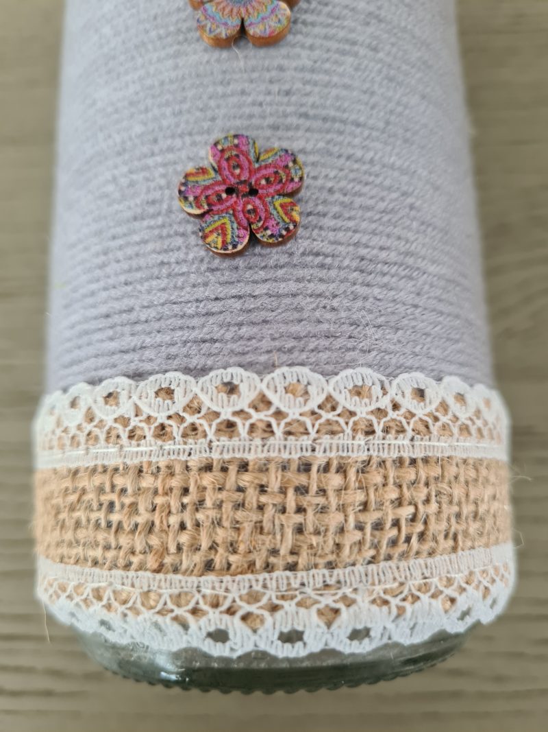 Yarn & jute wrapped vase