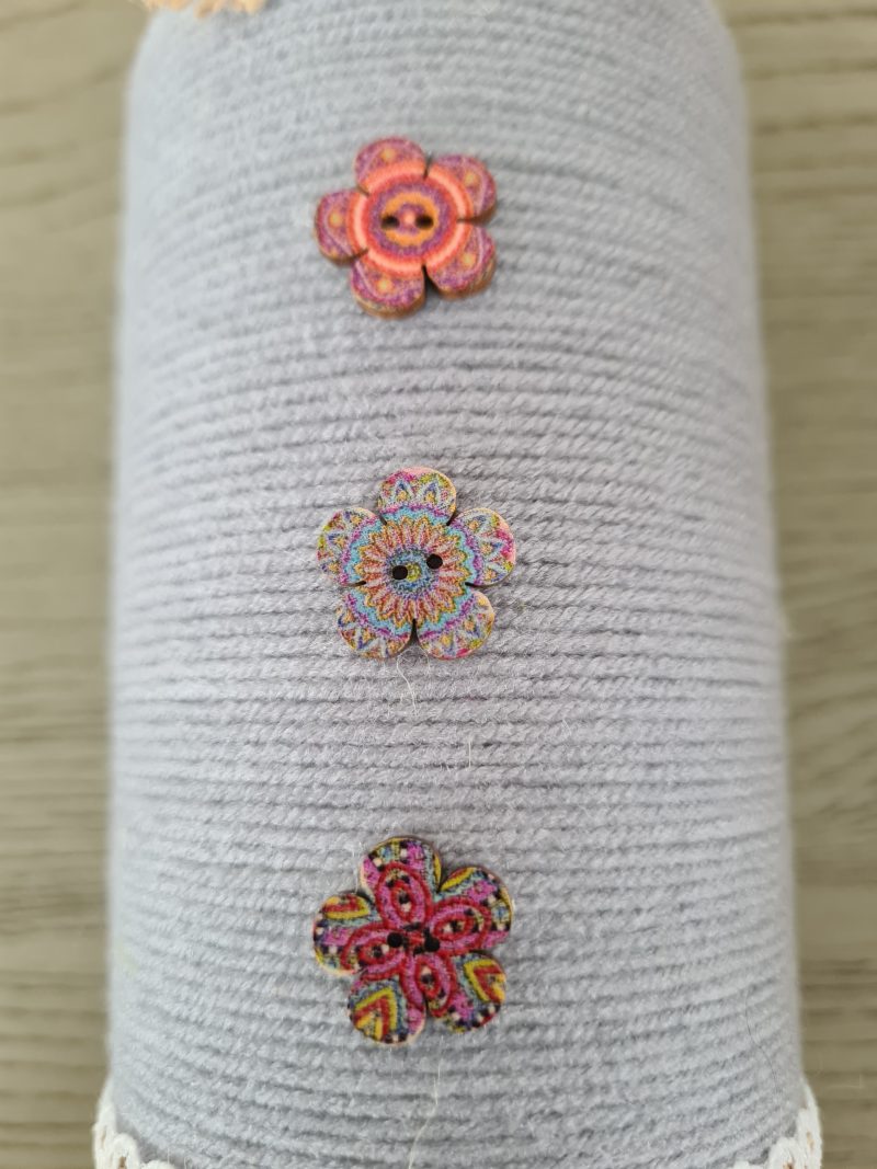 Yarn & jute wrapped vase