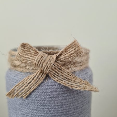 Yarn & jute wrapped vase
