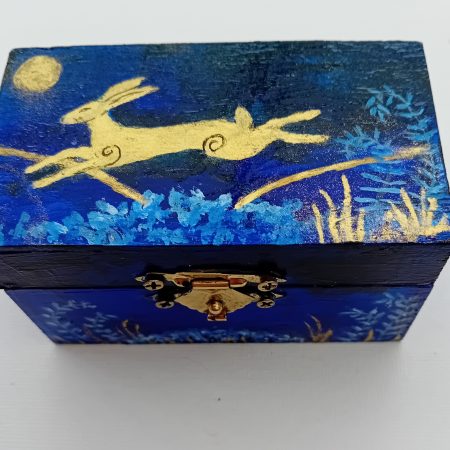 little blue trinket box hand painted