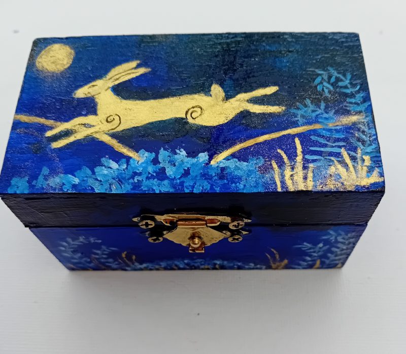 little blue trinket box hand painted