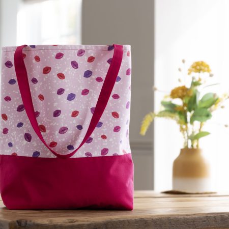 Womens Tote Bag-Pink Lips Design