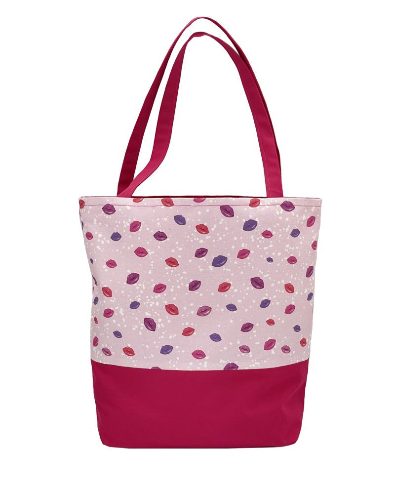 Womens Tote Bag-Pink Lips Design