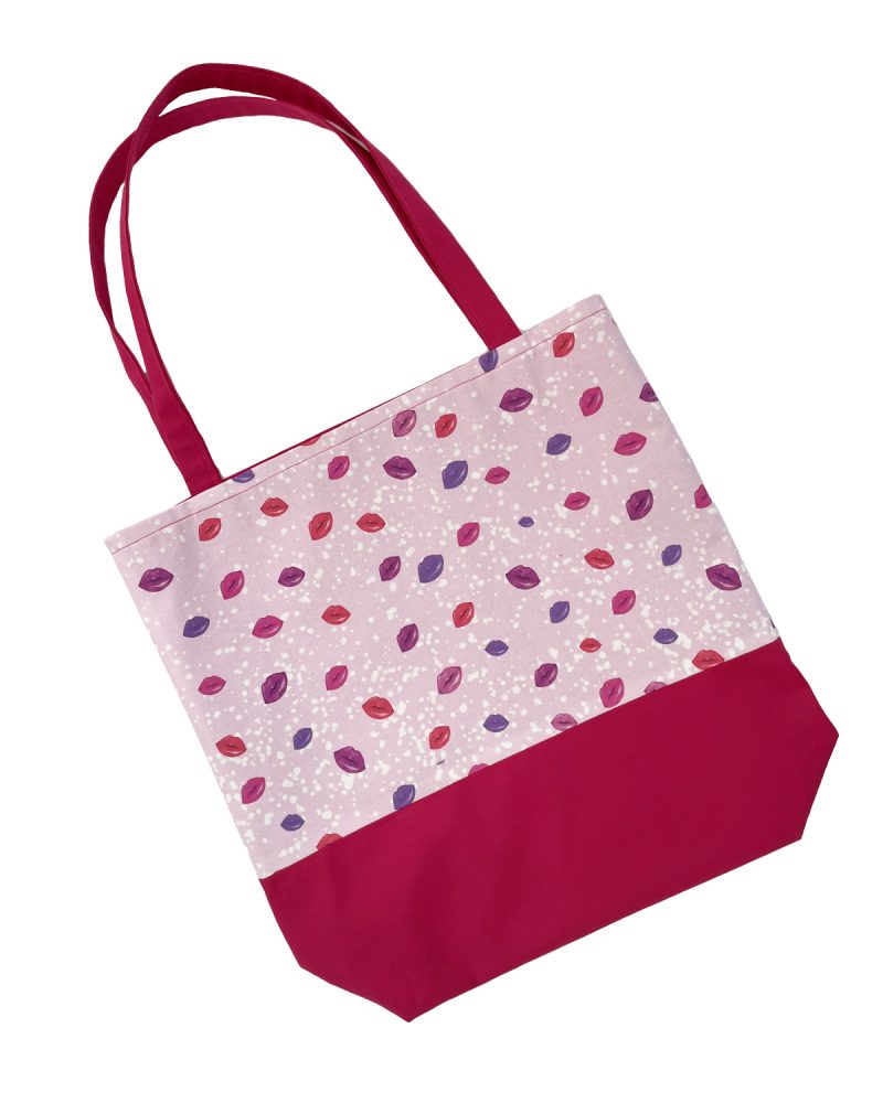 Womens Tote Bag-Pink Lips Design